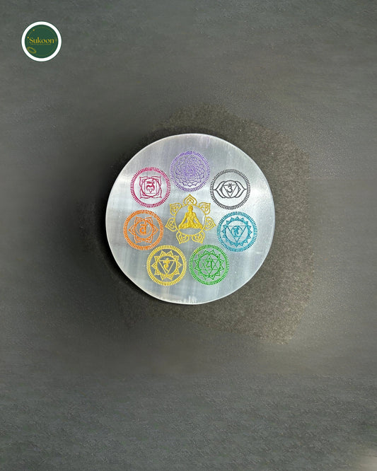Sukoon | Selenite Crystal Charging Plate (Charkha Symbol)