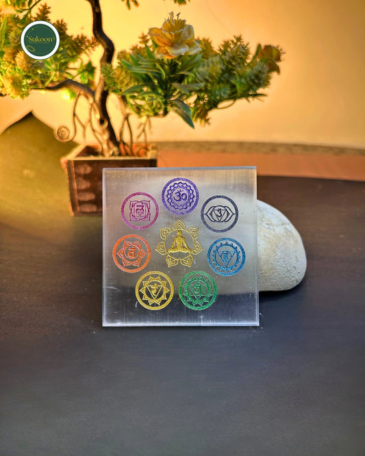 Sukoon | Selenite Crystal Charging Plate (Charkha Symbol)