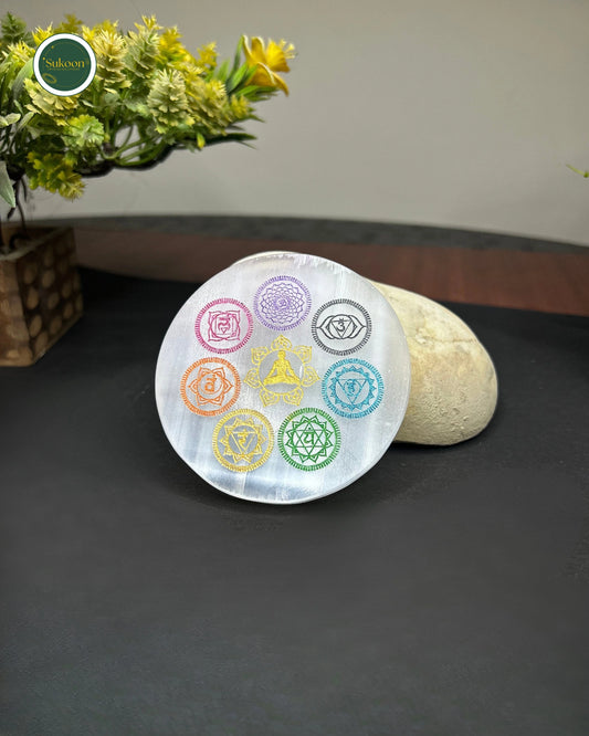 Sukoon | Selenite Crystal Charging Plate (Charkha Symbol)