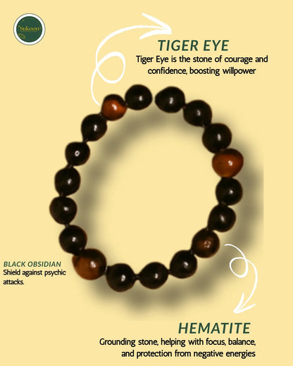 Sukoon's Triple Protection Bracelet (Tiger Eye)